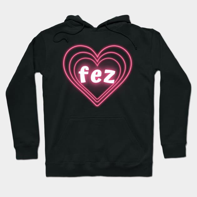 fez neon heart Hoodie by little-axii